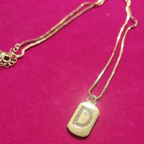 Gold Pendant Necklace with Initial D - Picture 1 of 3